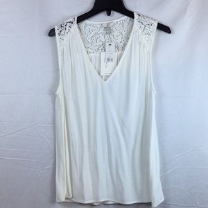 NWT Joie Sleeveless White Eyelet V-Neck Top Size Medium
